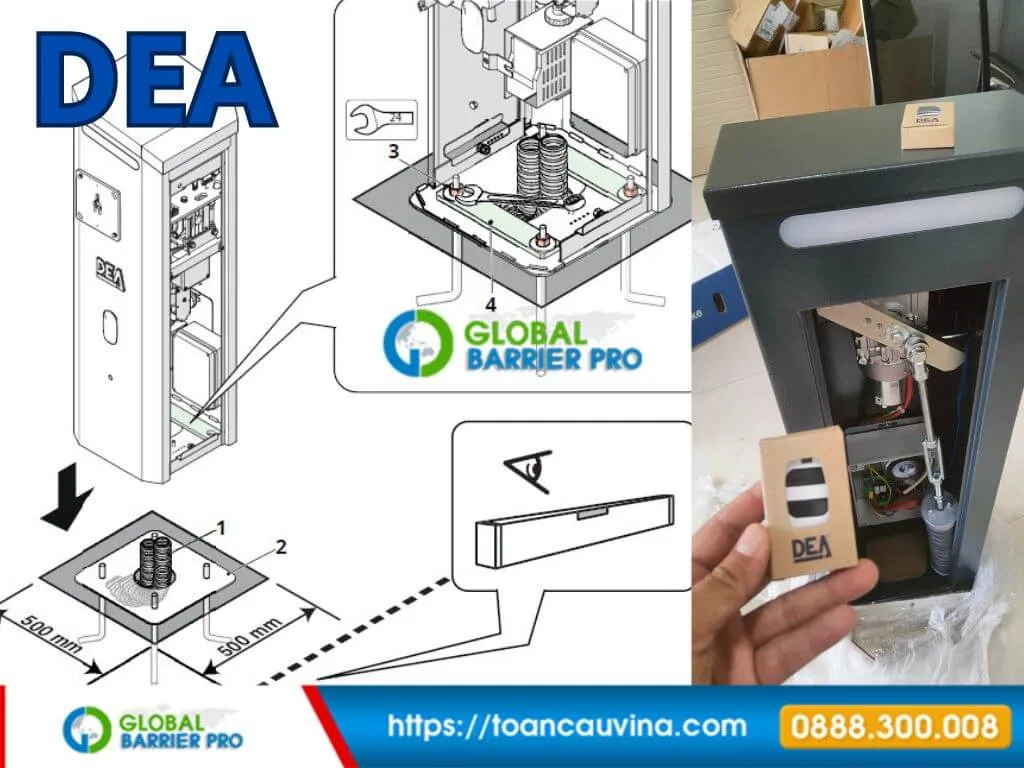 Barrier DEA PASS 24 chính hãng – giải pháp phù hợp cho công trình cần vận hành ổn định 11 Cấu tạo bên trong barrier DEA PASS 24 và remote điều khiển