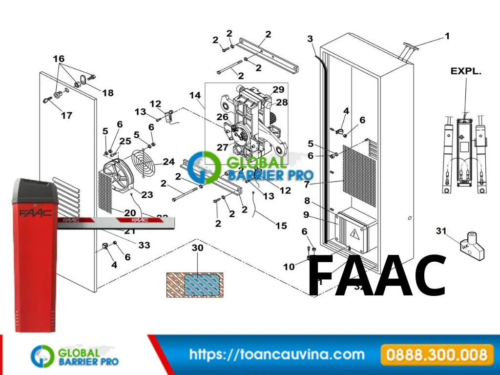 Barrier FAAC B680H chính hãng – barrier hybrid cho vận hành cường độ lớn 12 Hinh minh hoa barrier FAAC B680H so 6