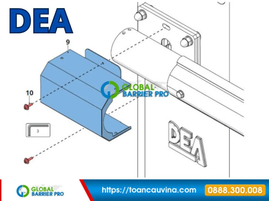 Barrier DEA PASS 24 chính hãng – giải pháp phù hợp cho công trình cần vận hành ổn định 13 Chi tiết kỹ thuật phần tay cần của barrier DEA PASS 24