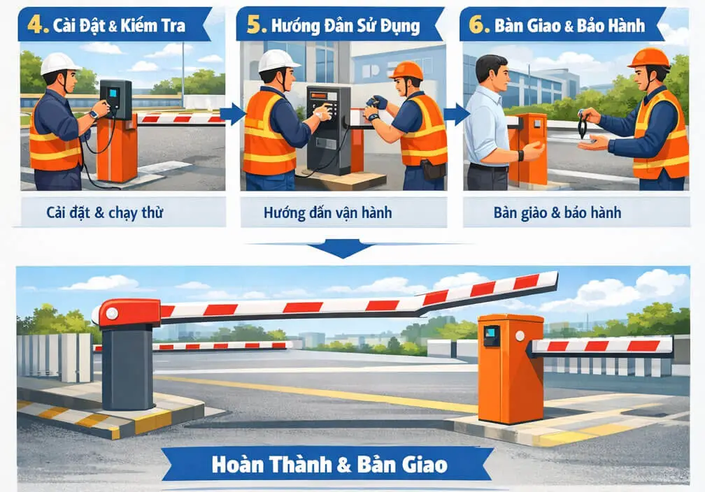 Các loại barrier tự động phổ biến hiện nay 13 Bàn giao và hướng dẫn vận hành