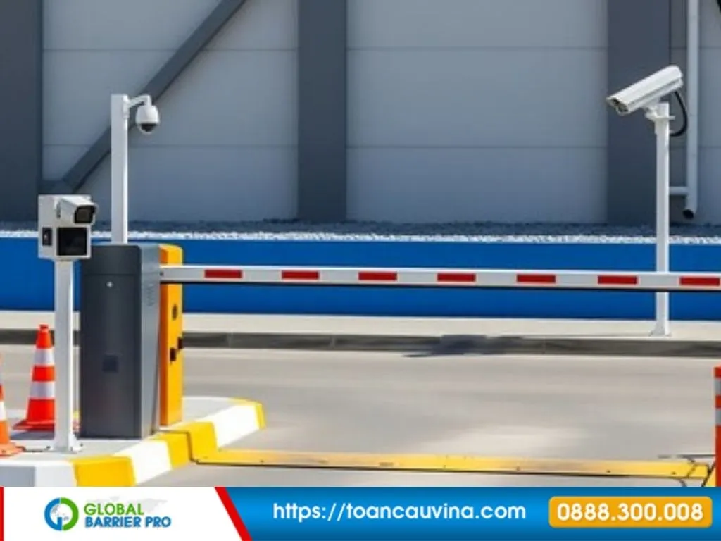 Barrier gập Hikvision báo giá và lắp đặt thực tế 2026 14 Barrier gập Hikvision báo giá và lắp đặt thực tế 2026 - barrier gập tại làn xe có cabin bảo vệ