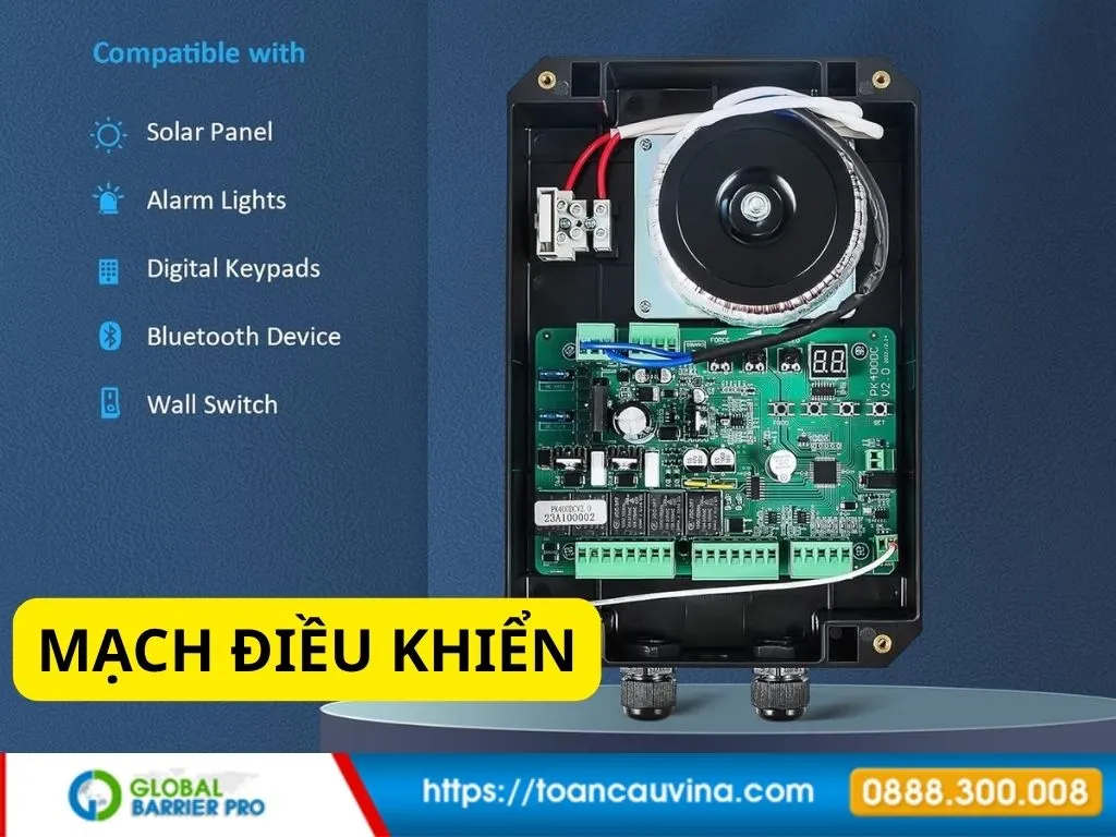 Báo giá cổng tự động cánh tay đòn 2026 mới nhất 43 Hộp mạch điều khiển motor cánh tay đòn khi đấu nối điện và cài đặt