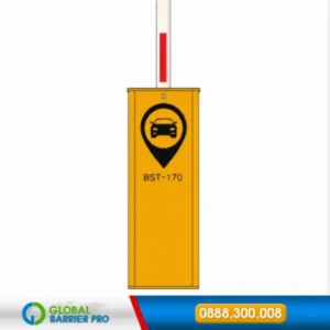 Cổng barrier tự động BST-170 dùng nền tảng 24V và phù hợp công trình cần chạy tần suất khá cao.