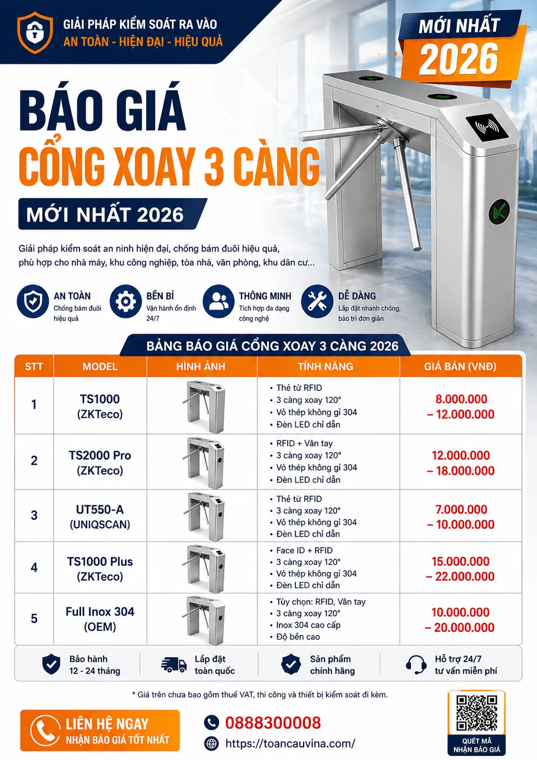 Báo giá cổng xoay 3 càng