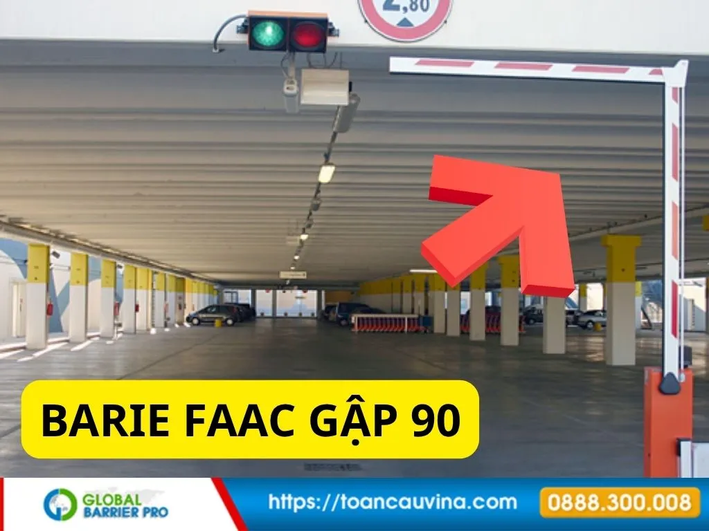 Báo giá barie FAAC Italia cao cấp 30 Barie faac cần gập 90 độ cho lối xuống hầm minh họa cho bài viết barie FAAC Italia cao cấp