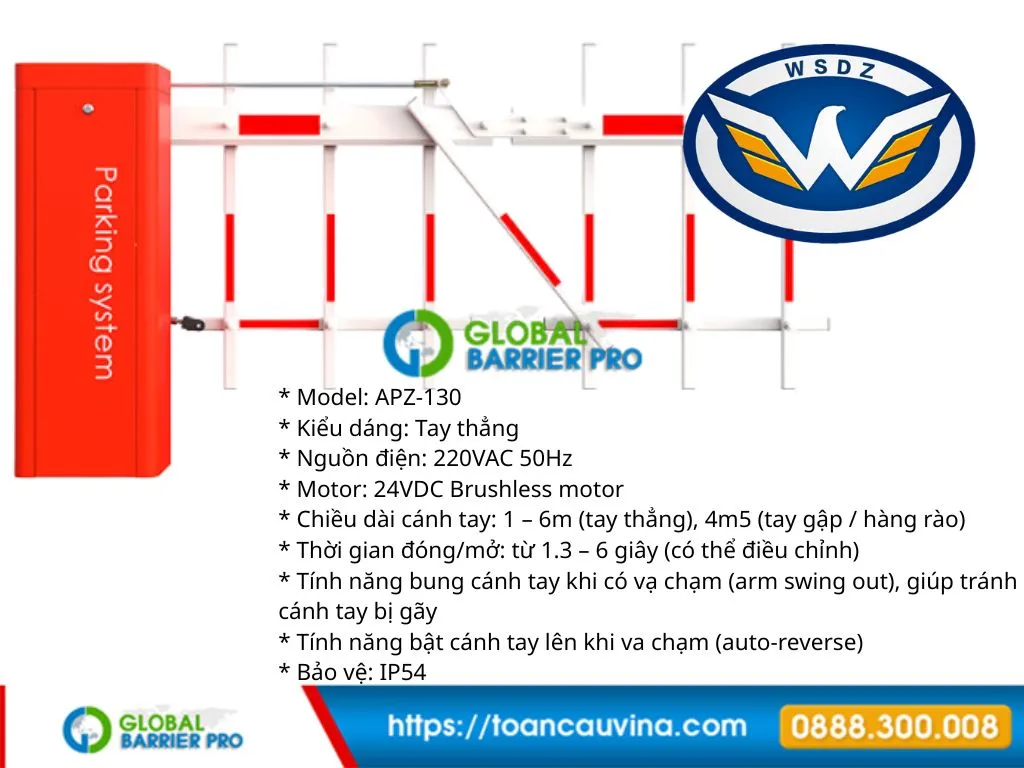 Barrier Tự Động Wonsun APZ-130 cho cổng xe ra vào phổ biến 3 Barrier Tự Động Wonsun APZ-130 hình sản phẩm dùng cho bài viết SEO