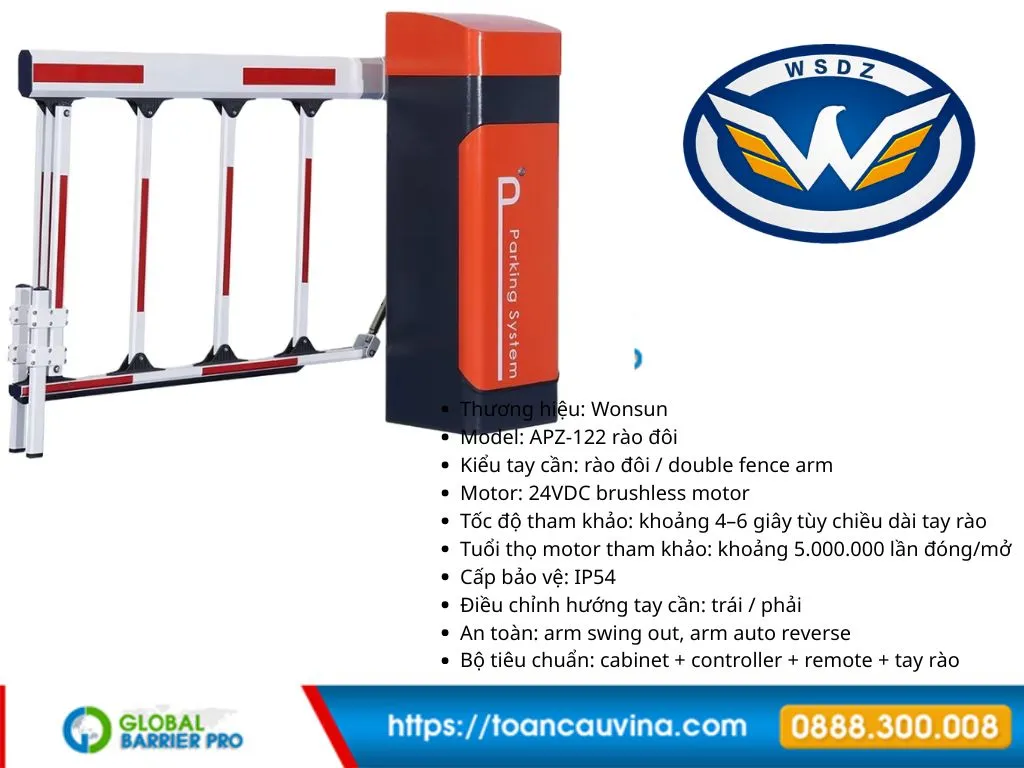 Barrier Wonsun Rào Đơn APZ-122 cho cổng xe ra vào 3 Barrier Wonsun Rào Đơn APZ-122 hình sản phẩm dùng cho bài viết SEO