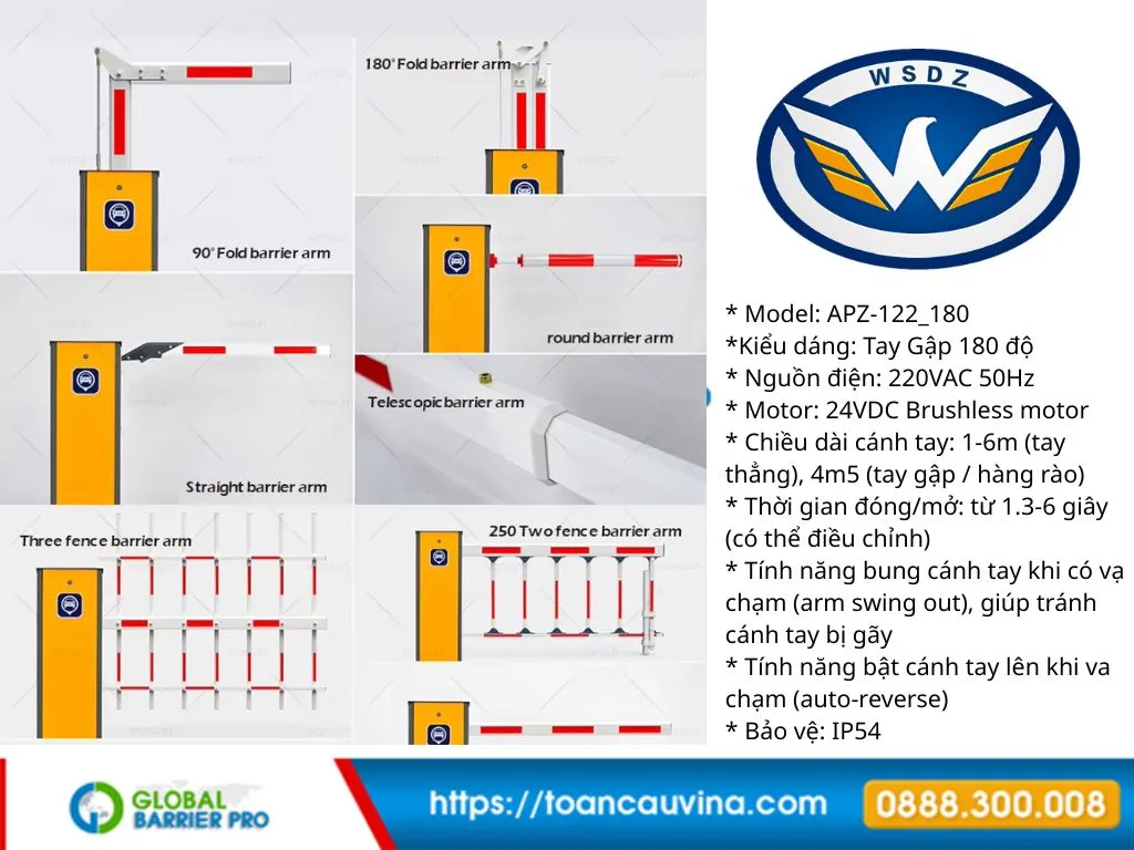 Barrier Wonsun Tay Gập 180 độ cho tầng hầm trần thấp 3 Barrier Wonsun Tay Gập 180 độ hình sản phẩm dùng cho bài viết SEO