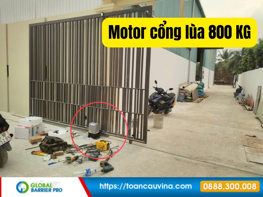 Motor cổng loại nào tốt nhất? Cách chọn theo đúng nhu cầu thực tế 40 Motor cổng trượt là gì? Cấu tạo, nguyên lý và khi nào nên lắp - hình minh họa bộ motor cổng trượt hoàn chỉnh