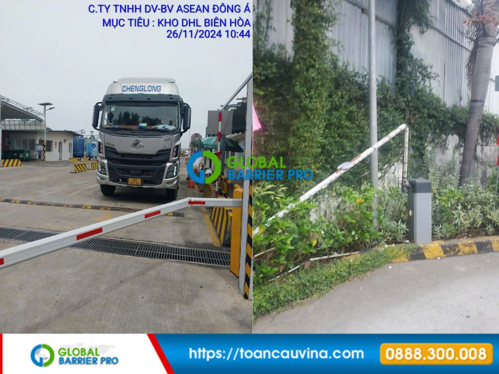 Hình ảnh thay tay cần barie bị gãy tại Toàn Cầu Vina