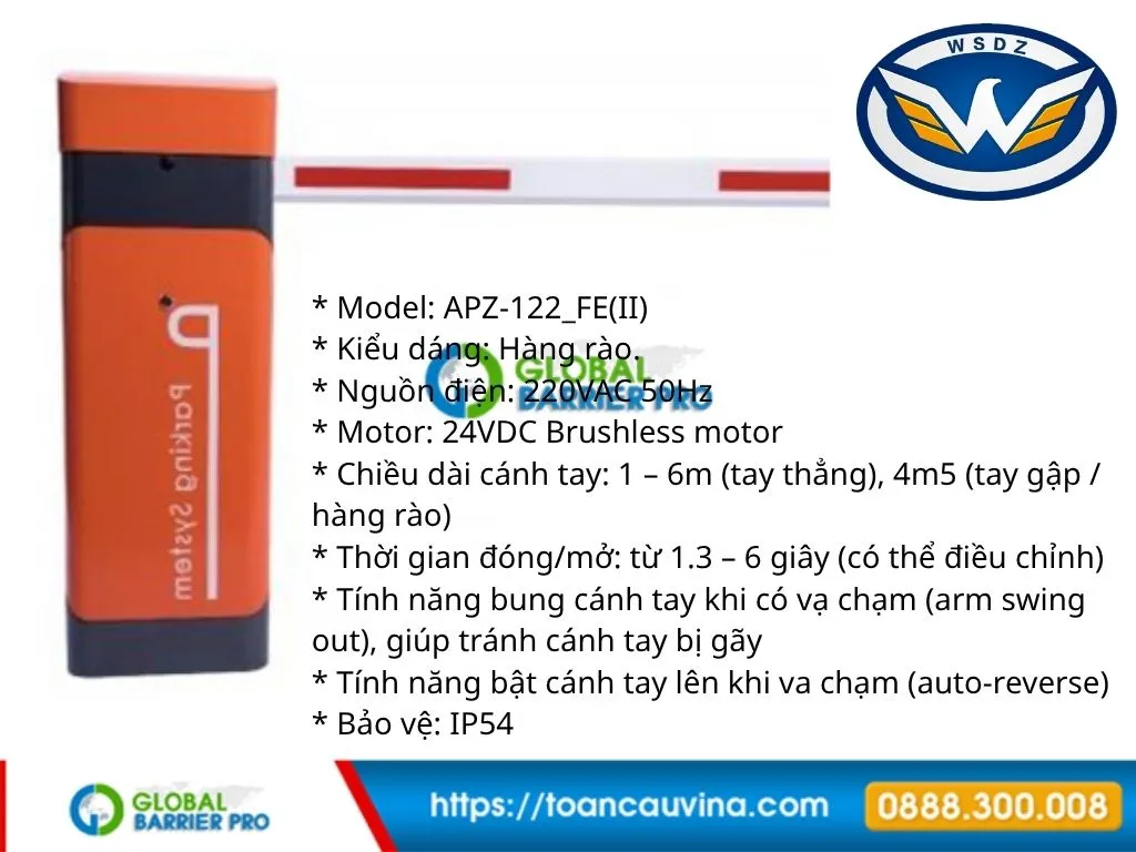 Thanh Chắn Barrier Wonsun APZ-122 tốc độ cao cho cổng xe ra vào 3 Thanh Chắn Barrier Wonsun APZ-122 hình sản phẩm dùng cho bài viết SEO