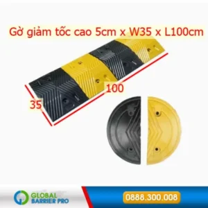 Gờ giảm tốc cao su 1000x100x20mm vàng đen