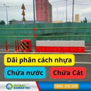 Dải phân cách giao thông bằng nhựa 1500 x 400 x 740mm dùng cho phân làn đường nội bộ