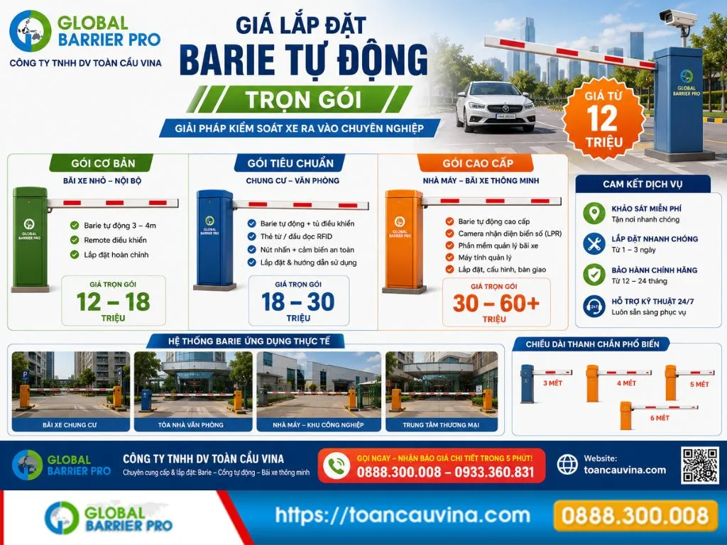 báo giá lắp đặt barie tự động trọn gói tham khảo