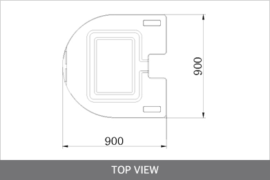 Thùng chống va giao thông PCS2 Hàn Quốc 1 Bản vẽ top view thùng chống va PCS2 kích thước 900 x 900mm