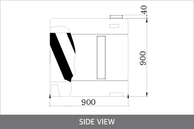 Thùng chống va đập giao thông PCS1 Hàn Quốc 3 Bản vẽ side view thùng giảm chấn loại nhỏ cao 900mm