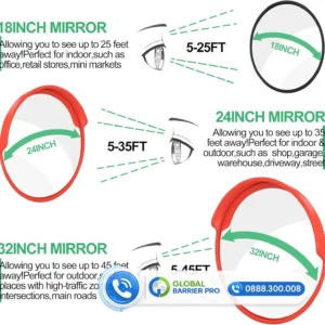Gương cầu lồi nhựa Phi 100cm kèm phụ kiện pass treo tường/cột - hình minh họa 1